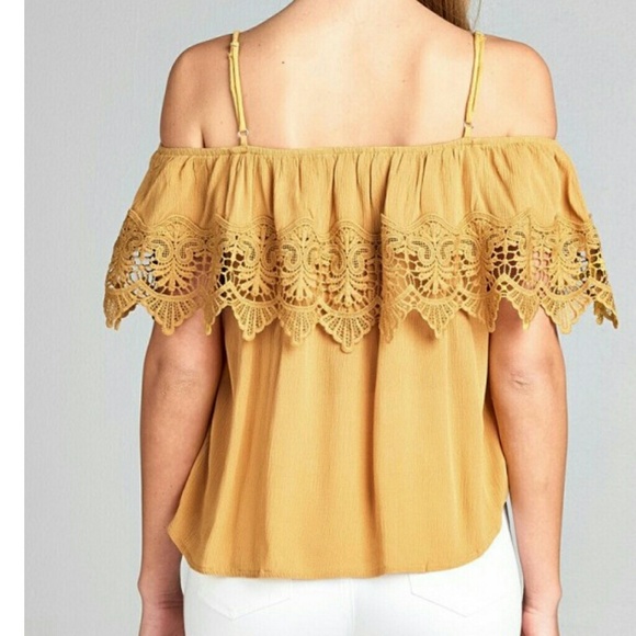 Yellow off shoulder Blouse Top - Picture 2 of 3